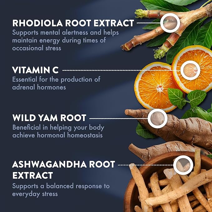 Mt. Angel Vitamins - Adrenal Support - Mood, Focus, Relaxation, Stress, and Adaptogens Support w/Ashwagandha Extracts - 60 Tablets