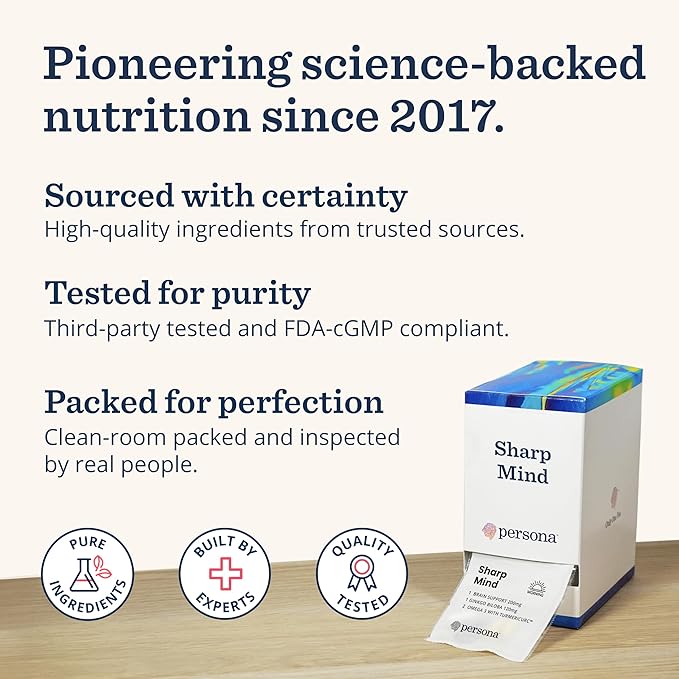 Persona Nutrition Sharp Mind Vitamin Pack for Mental Clarity & Focus (28 Pack) – Includes Ginkgo Biloba, Omega 3 with Turmeric & Brain Support Blend