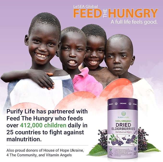 USDA Organic Dried Elderberries 1lb Bulk (Safest Packaging, Resealable Bag, BPA-Free Scoop) Natural, non-irradiated, Raw Whole Black Elderberry, Immune Support, Make Sambucus Elderberry Syrup, 1 Pound