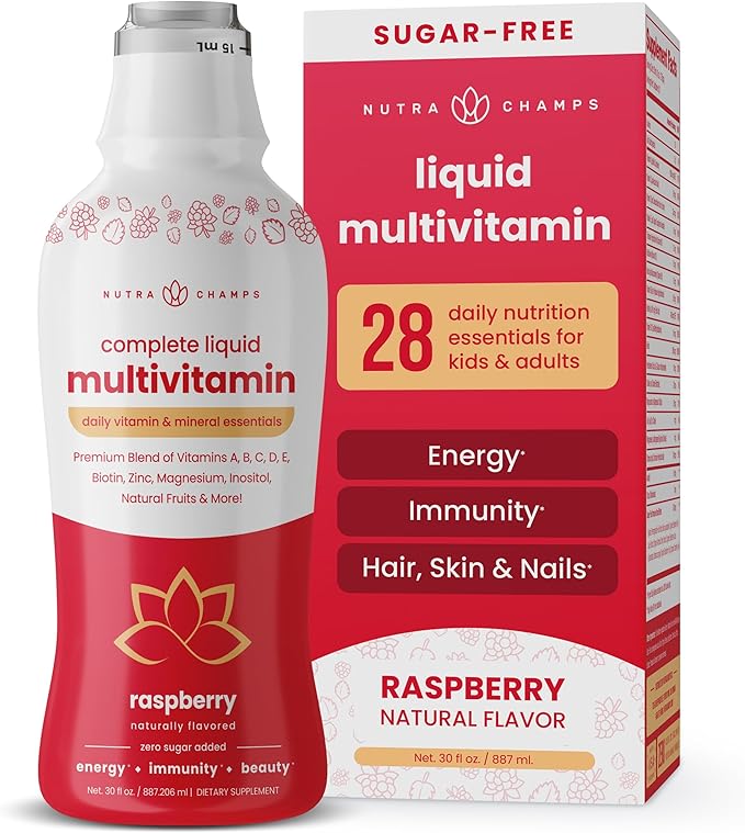 NutraChamps Complete Liquid Multivitamins | No Added Sugar | Liquid Vitamins for Women, Men & Kids | Vegan Liquid Vitamin Multimineral Supplement | Energy, Immunity & Beauty