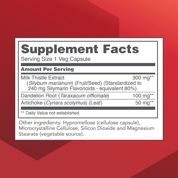 Protocol Milk Thistle Extract 300 mg - for Healthy Liver Support* - with Artichoke Leaf & Dandelion Root - Vegan & Kosher - 90 Veg Capsules