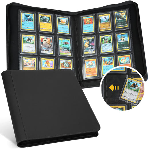 GERMUN Toploader Binder, Holds 288 Toploaders, 9 Pocket Top Loader Binders with Sleeves for 3 x 4'' Toploaders, Double-Sided Pocket Top Loader Storage Binder, Trading Card Binder - Black