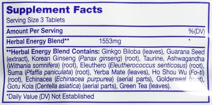 Ginko BILOBA Energy Pills 24 Packs 3 Tables Each