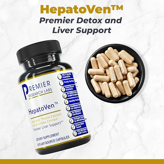 Premier Research Labs HepatoVen - Milk Thistle Liver Support, Liver Cleanse & Maintain, Liver Pills, Liver Vitamins for Women & Men with Artichoke Extract - 60 Vegetarian Capsules