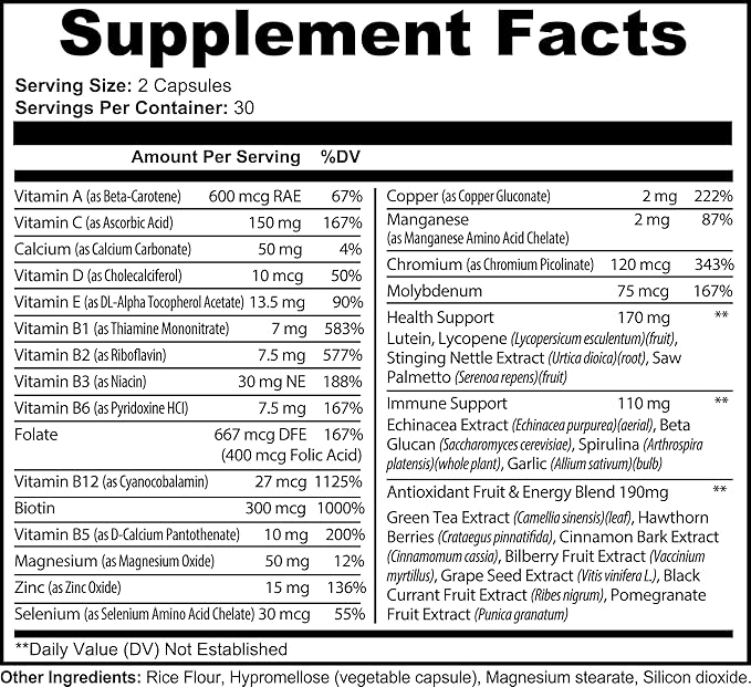 Ultimate Multivitamin Complex with Vitamins, Minerals, and Antioxidants, 60 Capsules