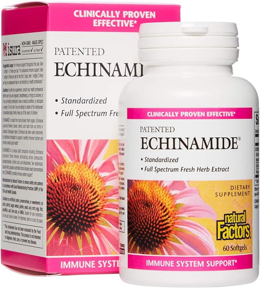 Natural Factors, Echinamide, Echinacea Supplement for Immune and Wellness Support, 60 Softgels