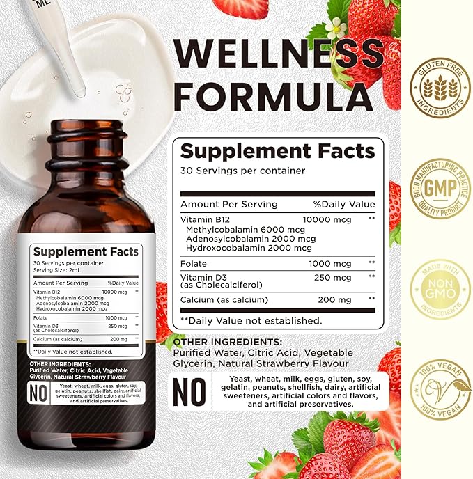 Vitamin B12 Complex 10000 mcg | Vegan Triple Liquid B-12 Drops Sublingual Supplement | Methylcobalamin & Adenosylcobalamin & Hydroxo Blend for Long-Lasting Energy and Healthy Metabolism(2 Pack)
