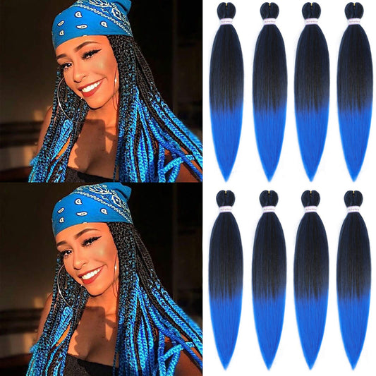 Alrence Pre Stretched Braiding Hair Long Braid 30 Inch 8 Packs Professional Braiding Hair Extensions Synthetic Crochet Twist Braids (30 Inch, 1B/Blue)