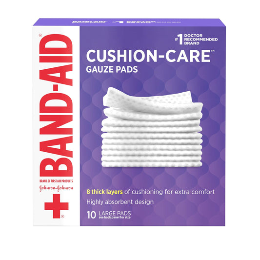 Band-Aid First Aid Large Gauze Pads, 4 x 4 Inch, 10 Count