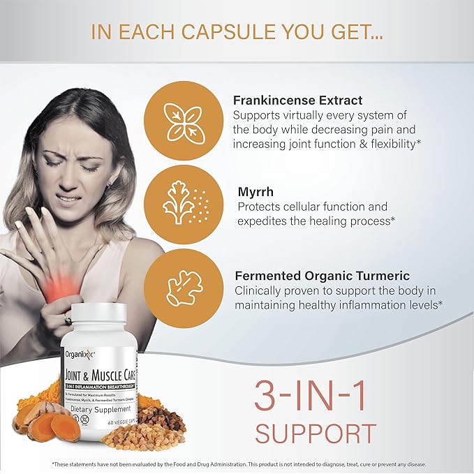 Organixx Multi-Vita-Maxx Whole Food Multivitamin (90 Gel Capsules) & Joint & Muscle Care (60 Capsules)