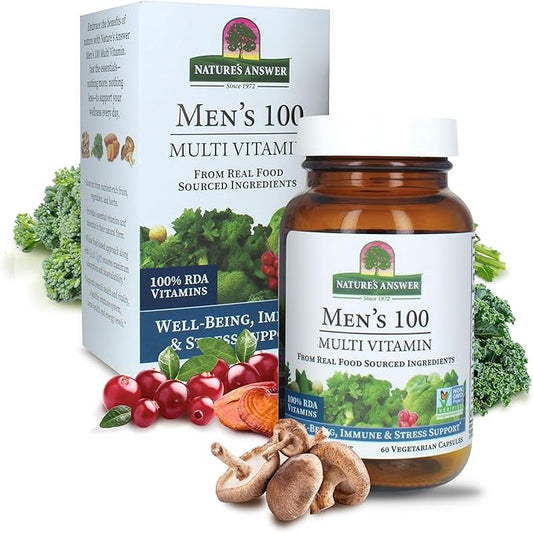 Nature's Answer Mens 100 Multi Vitamin | 60 Vegetarian Capsules | Supports Overall Wellness | Promotes Immune Function | Non GMO | Vegan | Kosher | Made in The USA