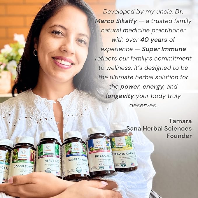 Super Immune – Antioxidant Polyherbal Blend with Vitamin C, Organic Echinacea, Goldenseal & Cayenne | Immune Support Supplement for Women & Men | 60 Capsules | by Sana Herbal & Dr. Marco Sikaffy