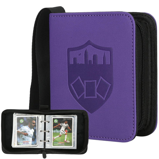 GERMUN Mini Card Binder 1 Pocket, 80 Pockets Trading Card Binder, Premium Small 2 Pocket Trading Card Collection Album Folder with 40 Sleeves Double Sided - Gifts for Kids (Purple)