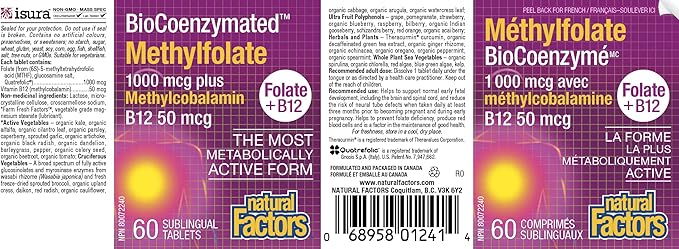 Natural Factors Biocoenzymated Methylfolate 1000Mcg, 60 CT