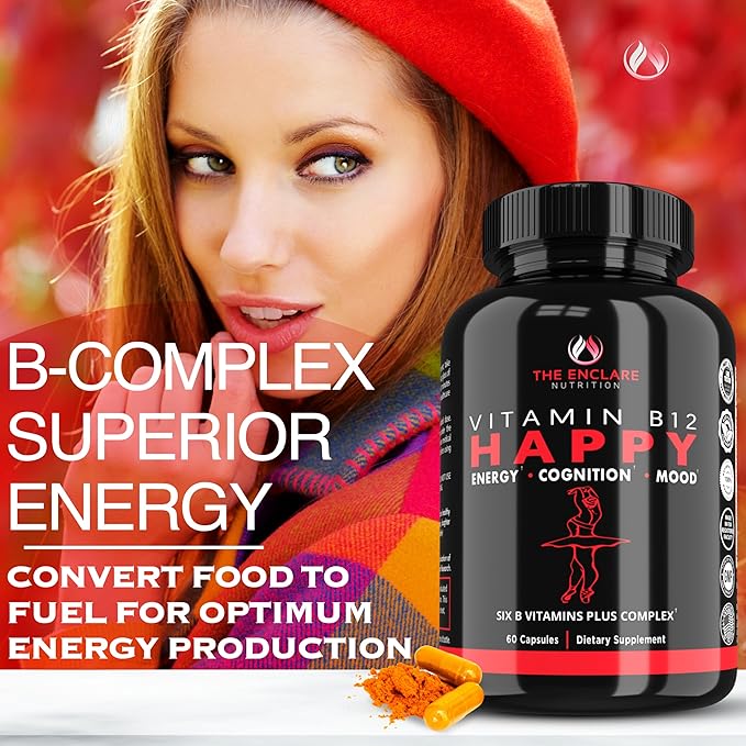 THE ENCLARE NUTRITION Vitamin B12 - Vitamin B Complex with Vitamin C, Biotin, Inositol, Folic Acid, B Vitamins, B1, B2, B3, B4, B5, B6, B7, B8, B9. Brain, Heart, Immune Support, Energy Supplements (1)