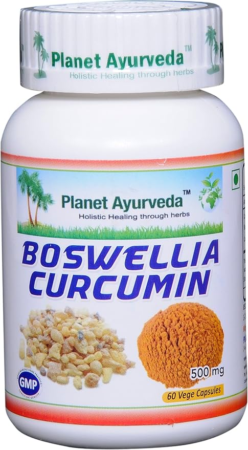 Planet Ayurveda Boswellia Curcumin, 500mg Veg Capsules - 2 Bottles