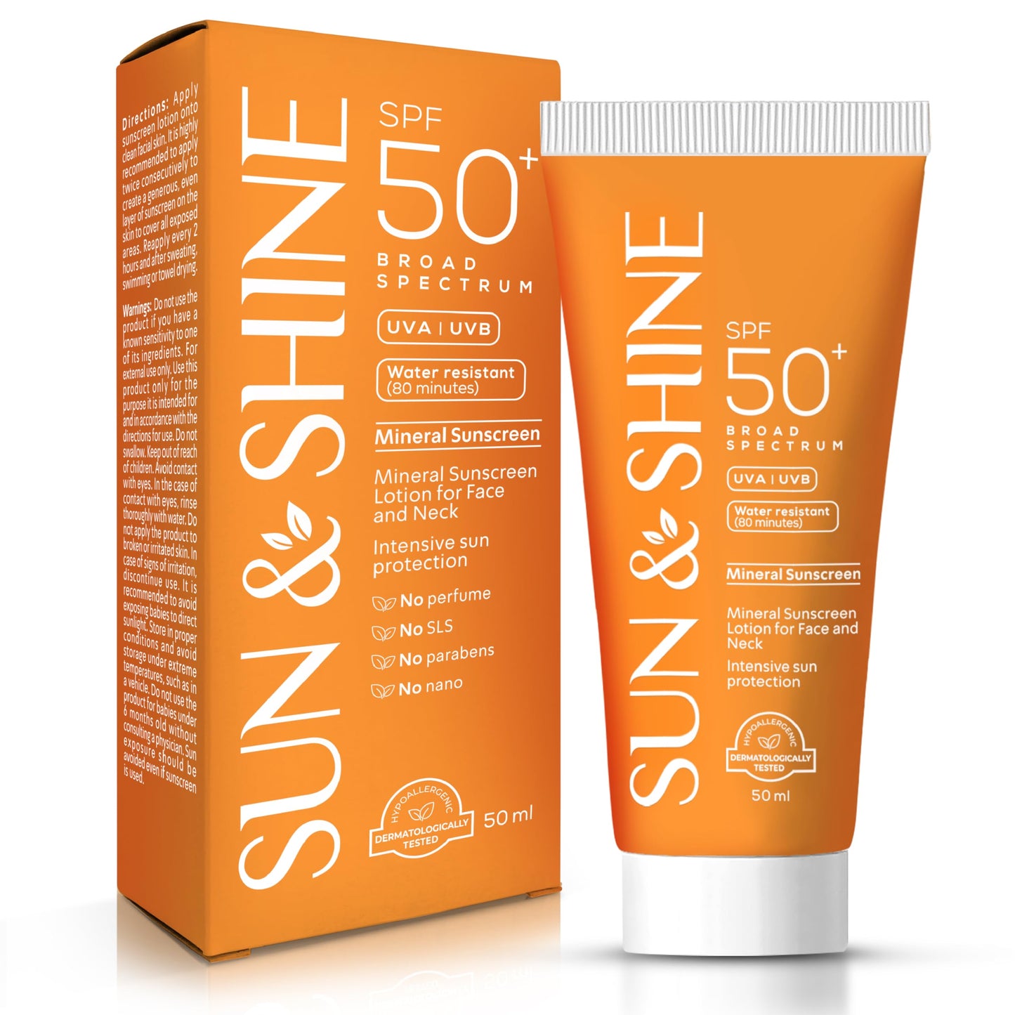 Sun&Shine 100% Mineral Sunscreen Zinc Oxide For Sensitive Skin: Spf50+ Broad Spectrum Uva Uvb, Face Sunscreen Lotionreef Safe, F