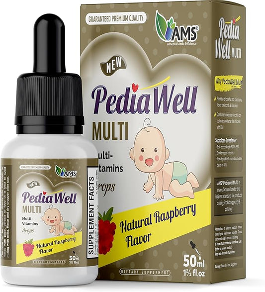 America Medic & Science PediaWell Multi (50 mL) | Baby Vitamin Supplement with Vitamin C | Enhanced Immune Support for Kids | Toddler Multivitamin Drops for Boosting Physical and Mental Growth