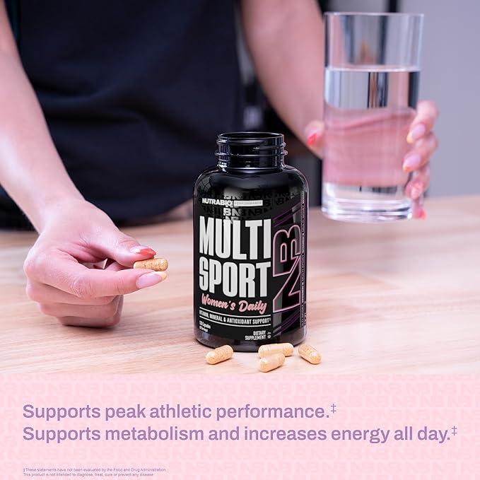 NutraBio Multisport for Women - Womens MultiVitamin - 33 Vitamins, Minerals, Micronutrients - Rich in Antioxidants - Supports Peak Athletic Performance, Energy, Metabolism (120 Vegetable Capsules)