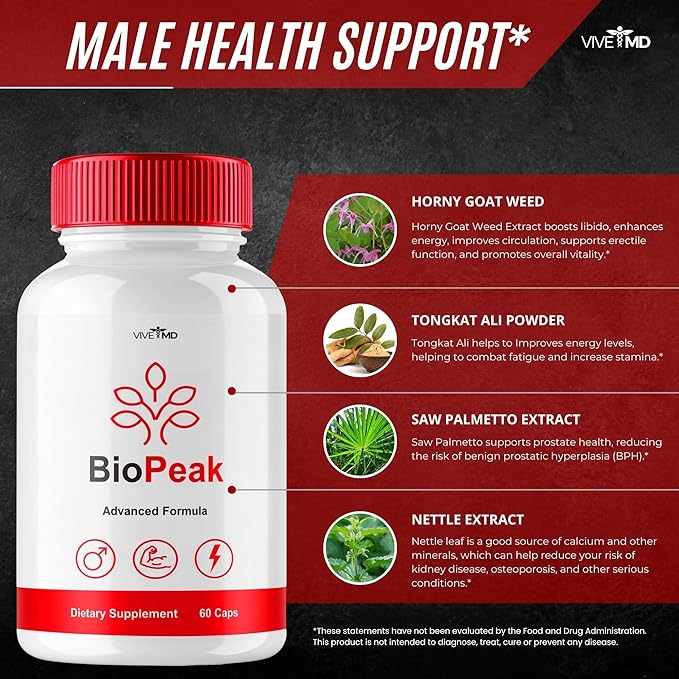 BioPeak Capsules, Bio Peak Advance Formula, BioPeak All Natural Supplement - Biopeak Pills for Maximum Strength, Bio Peak Support Pills Reviews (60 Capsules)