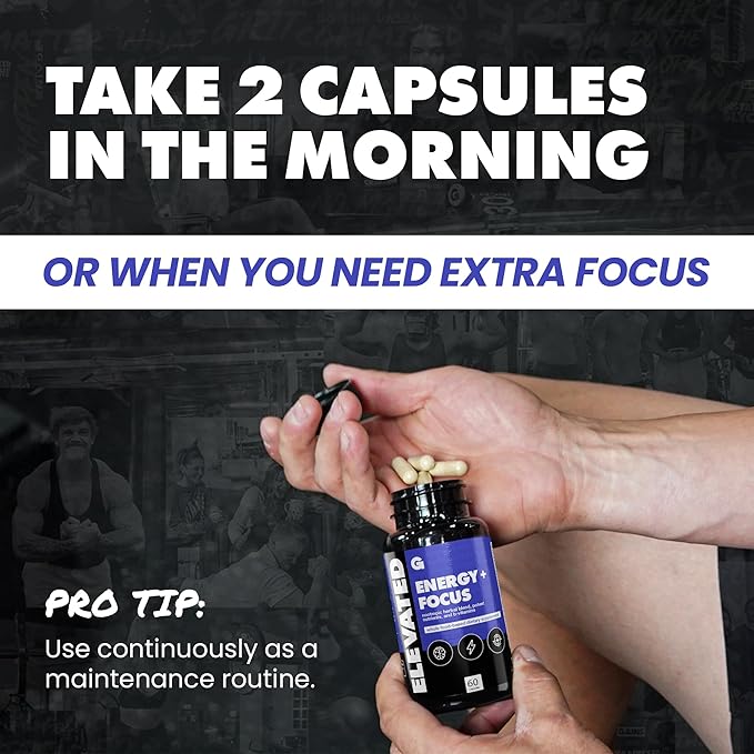 Gains in Bulk Elevated Nootropic Herbal Energy Supplements with Ginkgo Biloba, B Vitamins, DMAE, Clean Energy & Focus Supplement, Supports Digestive Health, Cognitive Brain Health, Vegan, 60 Capsules