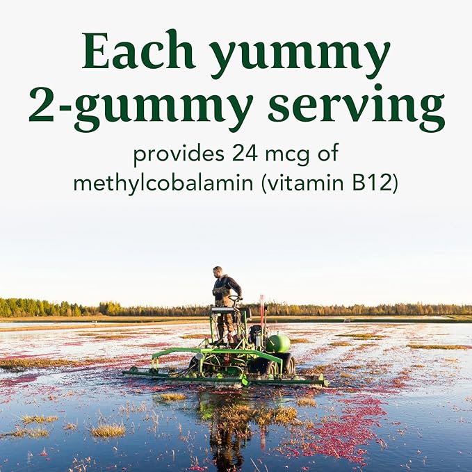 MegaFood Vitamin B12 Energy Gummies - Vegan - With Methyl B12 Vitamins to Support Cellular Energy Production - Cranberry - Daily Vitamin B12 Supplement - USDA Organic - 70 Gummies, 35 Servings