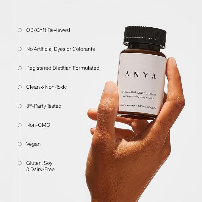 ANYA Postnatal Multivitamin Bundle + Omega 3 : Comprehensive Postnatal multivitamin, Easy-to-Digest Formula in 2 Pills a Day - 60 ct. Includes 300mg DHA/EPA + 21 Key nutrients for Postpartum Recovery