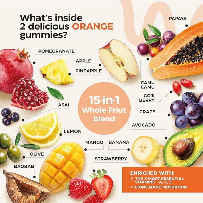 Super Fruit Super Greens Gummies for Adults - Daily Greens Vegetable Gummies for Immunity Health, Energy, Nutrient Balance - Fruits Blend 60 Count, Veggies Blend 60 Count - Sugar Free