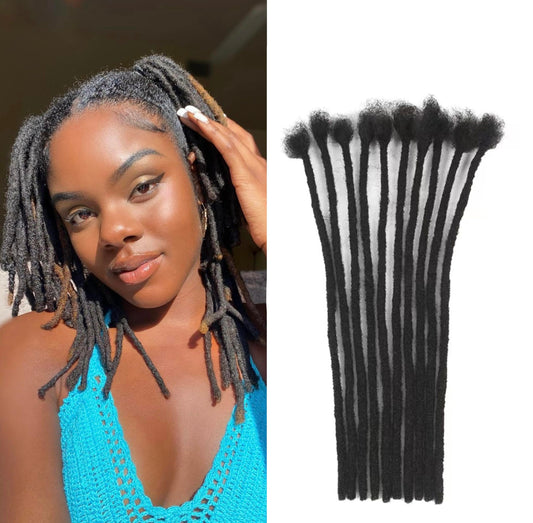 4Inch 0.6cm Width 30 Strands Natural Black Loc Extension Human Hair Full Handmade Permanent Locs Extensions Can Be Dyed and Bleached for Men/Women/Kids Real Dreadlock Extensions Human Hair