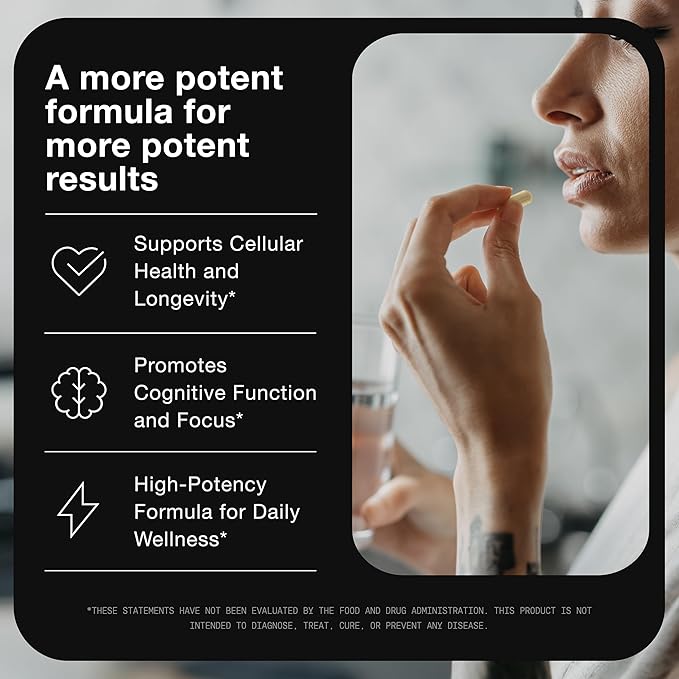 Toniiq Ultra High Strength 1500mg NAD+ Supplement - Clinically Studied Ingredients with Patented RiaGev-WS™, Resveratrol, and Niacin - 60 Capsules