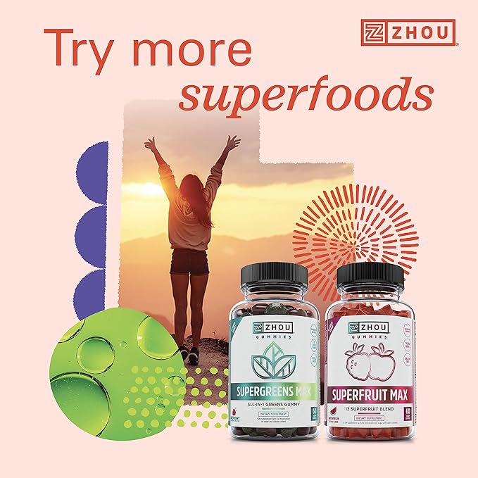 Zhou Nutrition USDA Organic Reds Antioxidant Superfood Powder, Vitamin C, Organic Tart Cherry, Beetroot, Cranberry, Goji Berry and More, Fiber, Immune Support, Non-GMO, Vegan, 30 Servings