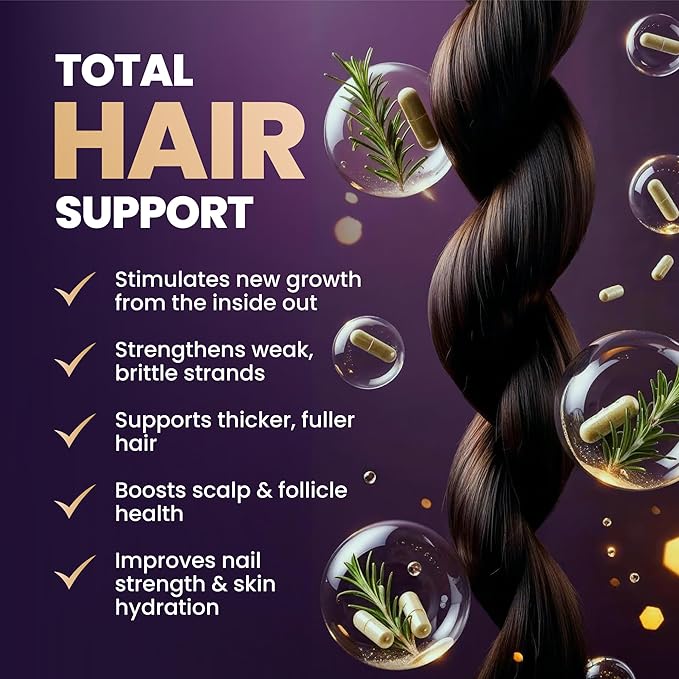 Hair Skin and Nails Vitamins for Women & Men, w/Biotin to Support Healthy Hair, Biotin Supplement Pills w/Collagen + Keratin + Probiotics, Biotina para Cabello Piel y Uñas - Made in USA