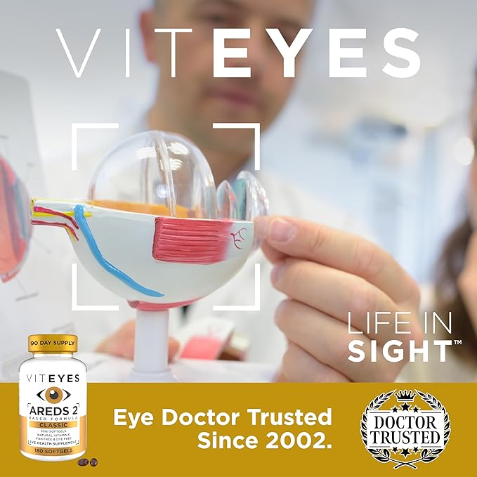 Viteyes AREDS 2 Classic Macular Health Formula Softgels, Eye Health Vitamin to Support Macular Health, Lower Zinc, Eye Vitamins, Macular Vitamins, Beta-Carotene Free, 180 Softgels