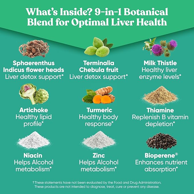 Vital Liver Cleanse Detox & Repair – 9-in-1 Liver Support Supplement – Milk Thistle, Artichoke Extract, Turmeric, Adaptogens – Optimal Liver Function and Digestive Health – 60 Vegetarian Soft Capsules