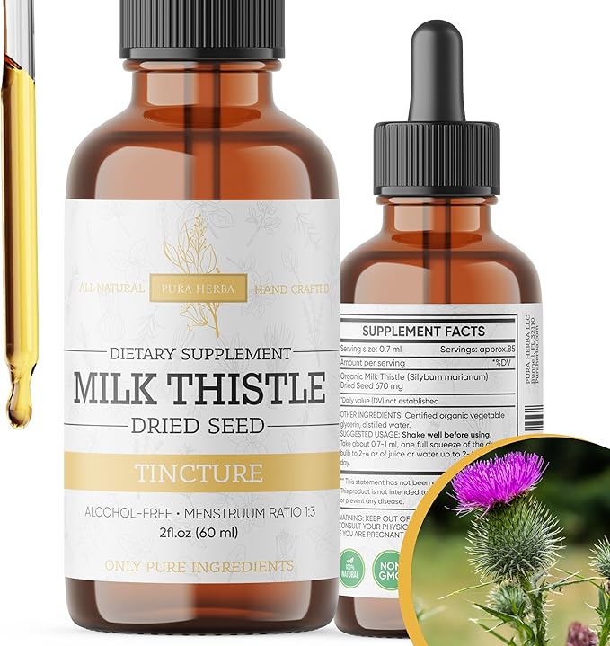 Milk Thistle Liquid Extract – Alcohol-Free Milk Thistle Tincture – Vegan, Non-GMO – Made in USA – 2 fl oz