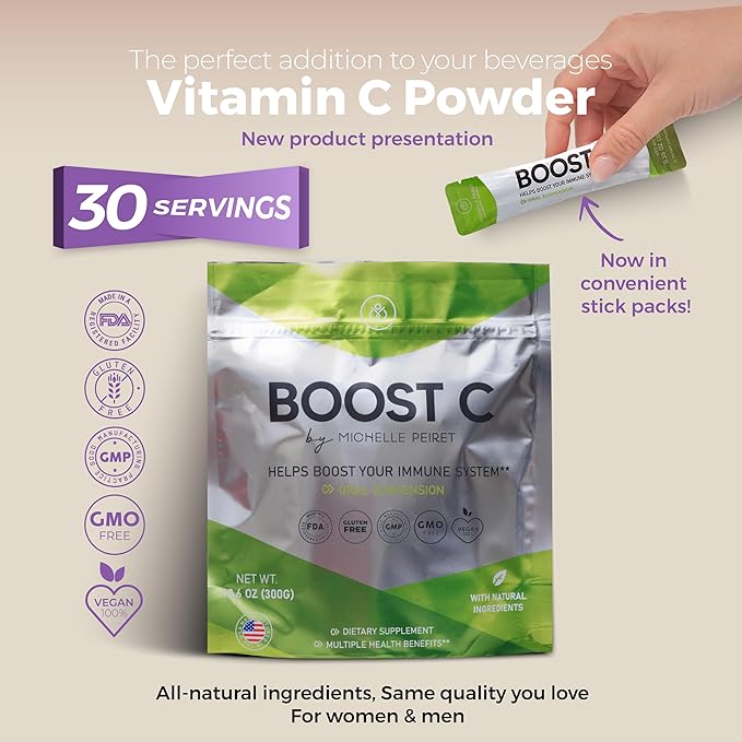 Vitamin C Powder | Non-GMO | Ideal to Enhance Smoothies, Shakes & Beverages | Nutrient-Rich Formula | 30 Servings |