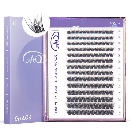GAQQI Lash Clusters, Eyelash Clusters C Curl Cluster Lashes 168PCS 10-16MM, Wispy Individual Lashes Natural Cluster Eyelash Extensions (GQ03,10-16mm, C Curl)
