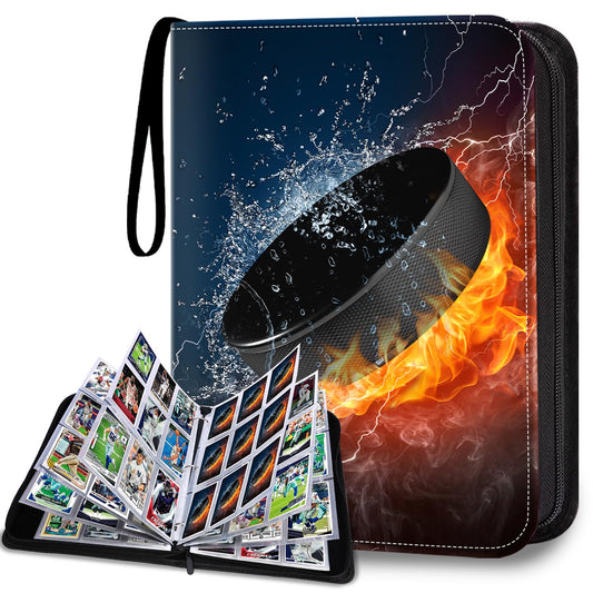 HESPLUS Hockey Card Binder, 9-Pocket Cards Holder,Trading Card Binder Fits 900 Cards With 50 Removable Double Sided Sleeves, Cards Album Case for Sports Game Trading Cards Display Storage Collection