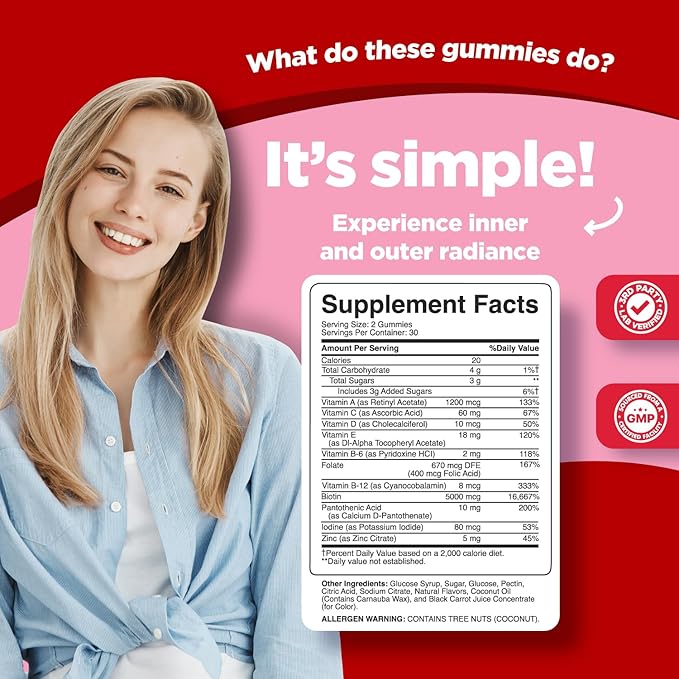 Phytoral Biotin Gummies for Hair and Nail Growth - Biotin Gummies for Hair Care Youthful Skin Care and Nail - 5000mcg per Serving Skin Nails Vitamins Adult Beauty