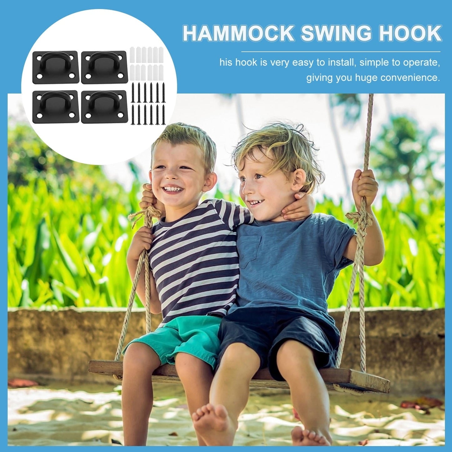 TEHAUX 1set Shaped Heavy Duty Hook Kit Hammock Hangers Includes Hooks Screws Expansion Plugs Easy To Install For Use