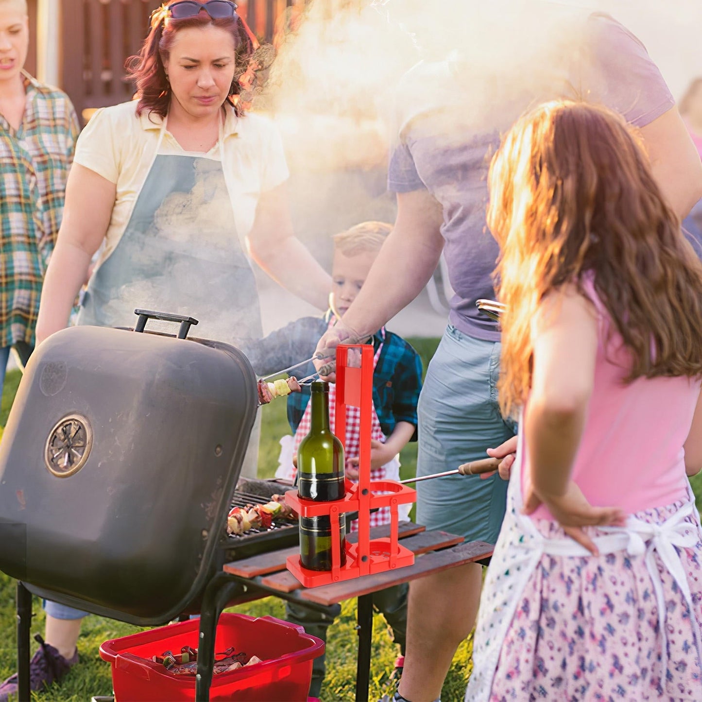 Raindrops 1Set Folding Beer Basket Large Foldable Beverage Holder Red Plastic Rectangular for Picnic Party