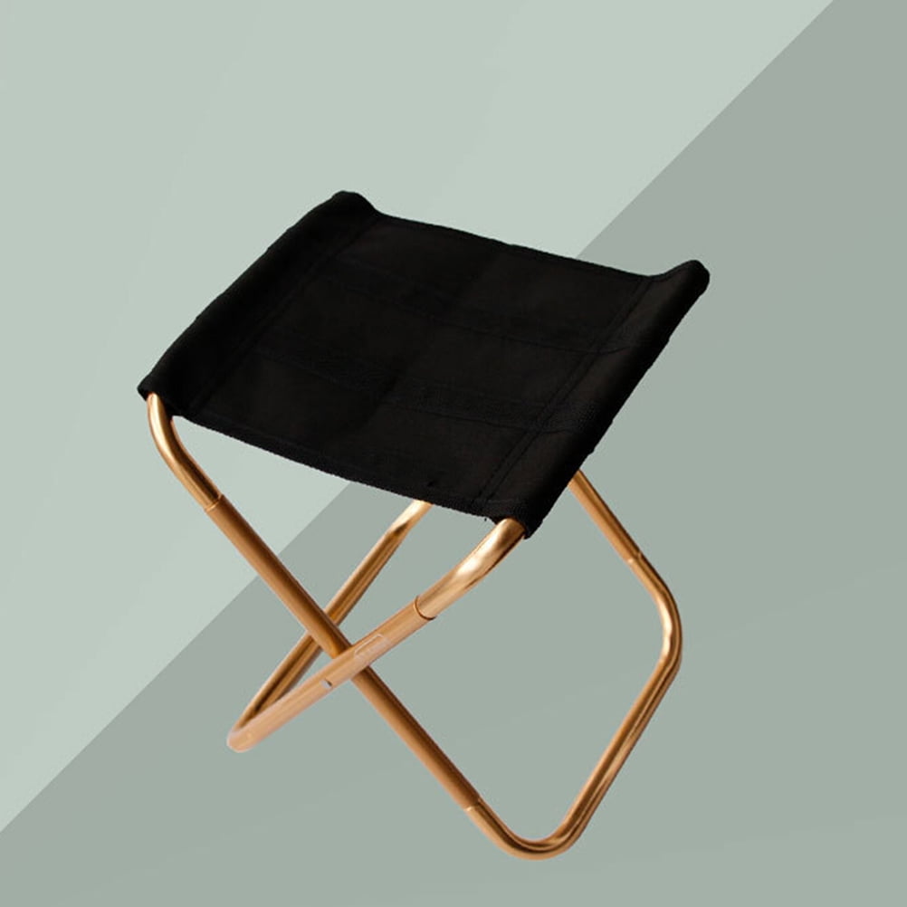 KAJNBN 1Pcs Golden Metal Folding Stool for Outdoor Camping and Picnics