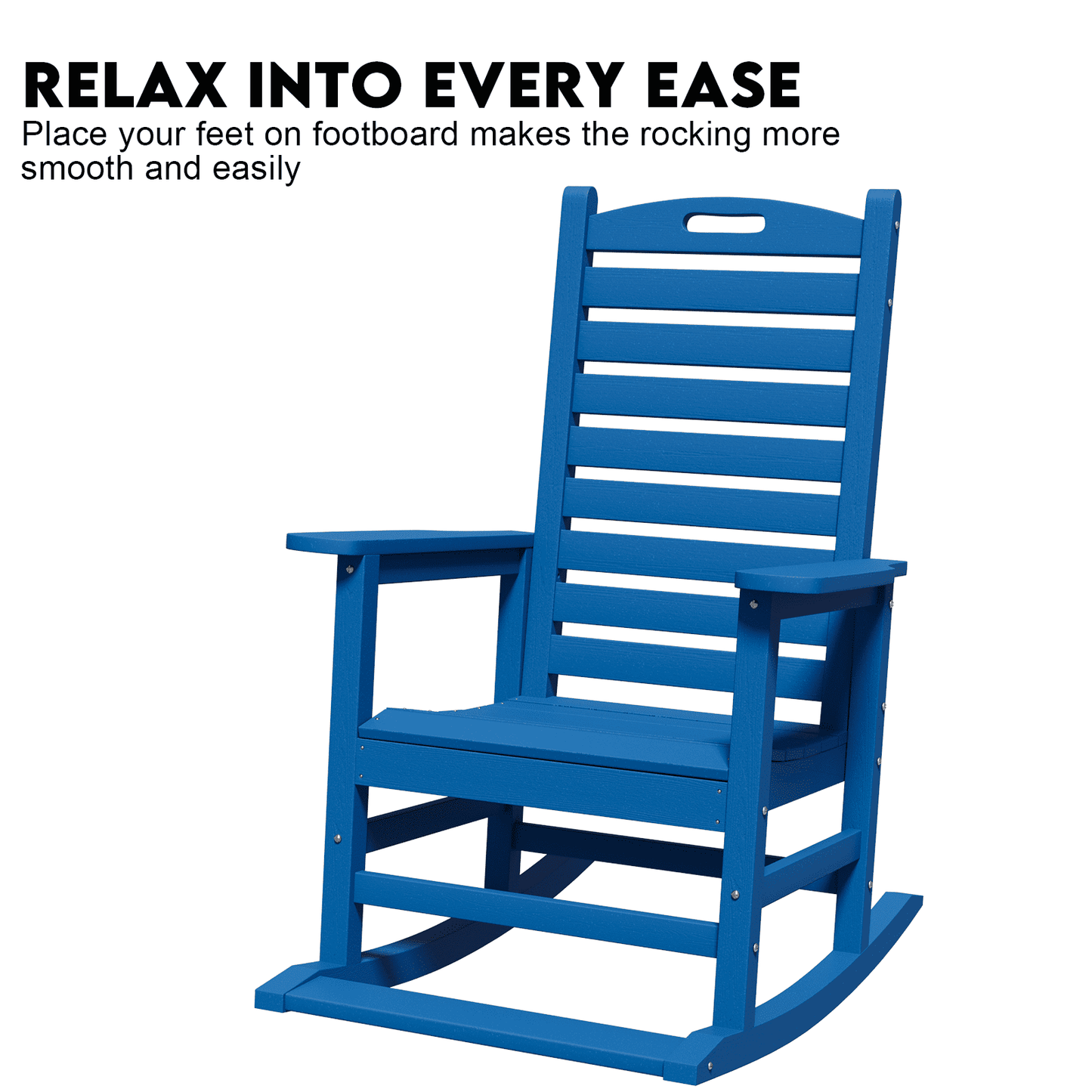 AreShark Oversized Rocking Chair Outdoor, HDPE PolyRocking Chair, All Weather Porch Rocker for Deck Patio Balcony, 380lbs, Navy Blue