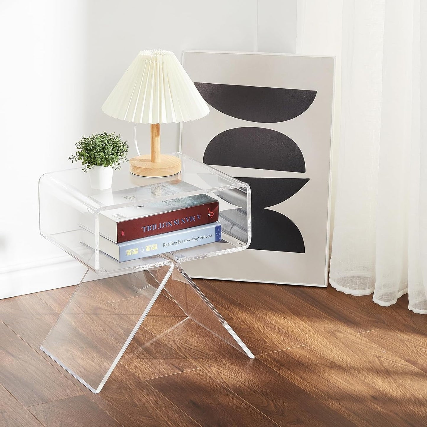 2025 New Update Acrylic Nightstand,17.7" L x 11.8" W x 15.4" H Acrylic Desk, Acrylic Side Table, Modern Design Clear Table, Home Decor Display End Table for Living Room