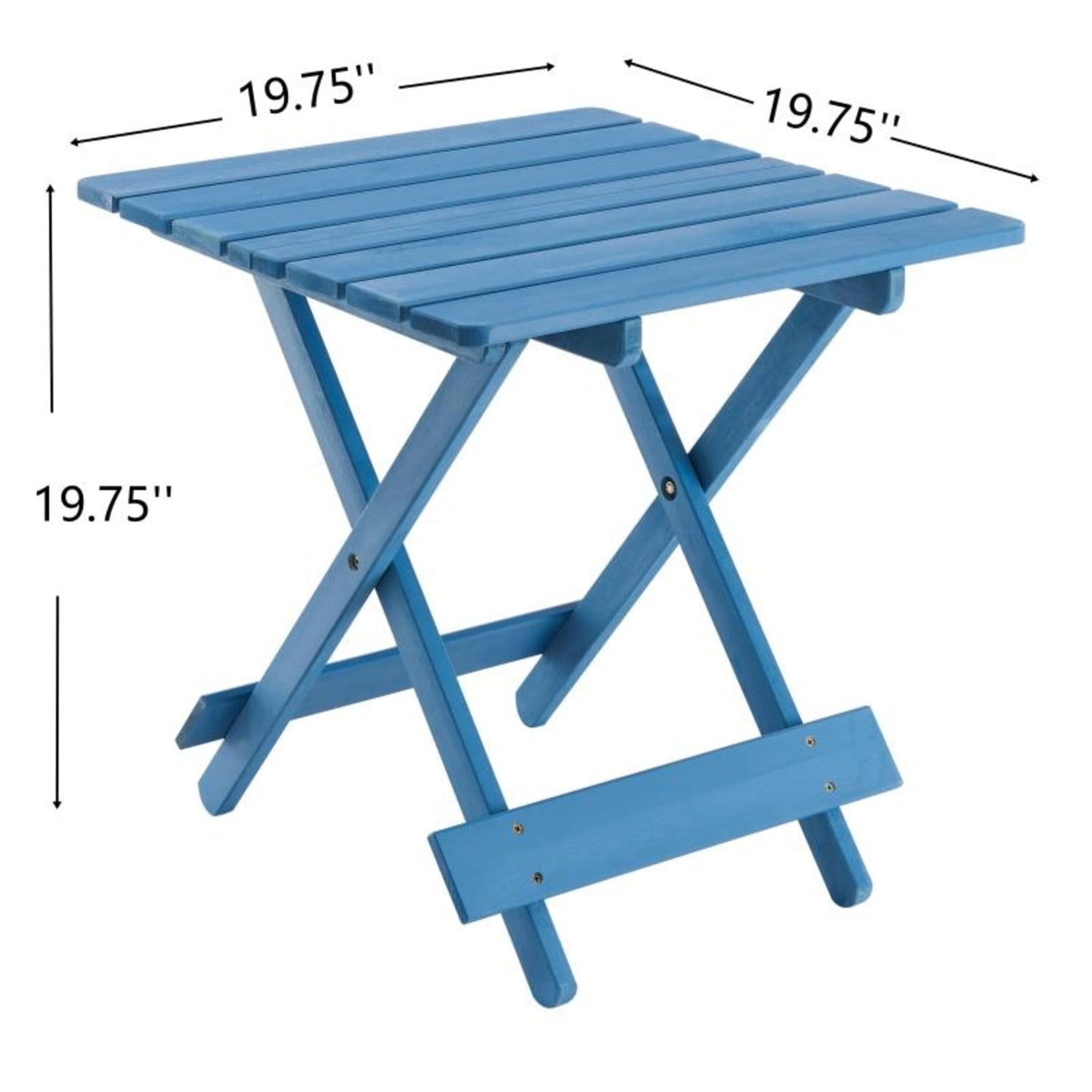Folding Square Patio Table Outdoor Solid Wood Table For Backyard Balcony Portable Design Space Saving Blue Color Durable Weather Resistant Easy Setup Versatile Use