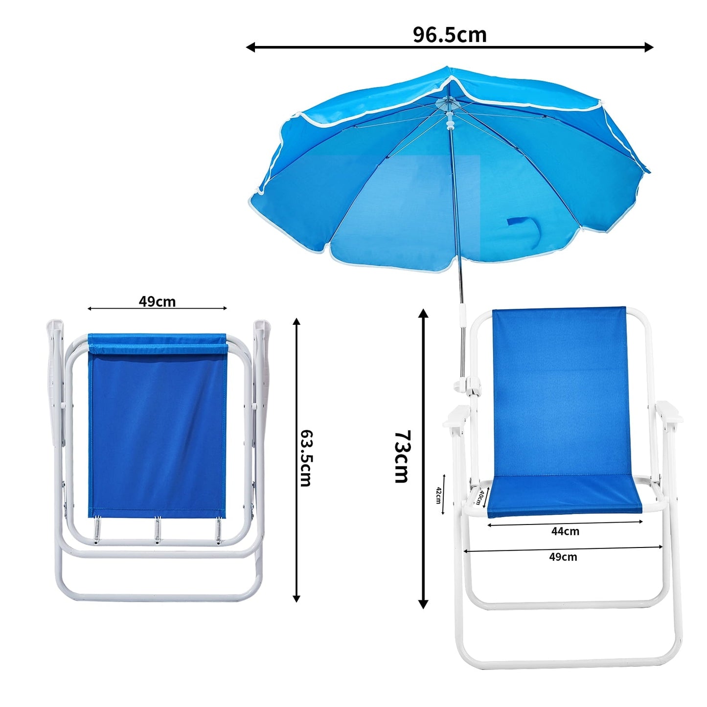 UBesGoo Folding Beach Chair with Umbrella 120kg Capacity, Lightweight for Outdoors, Camping & Travel, Blue