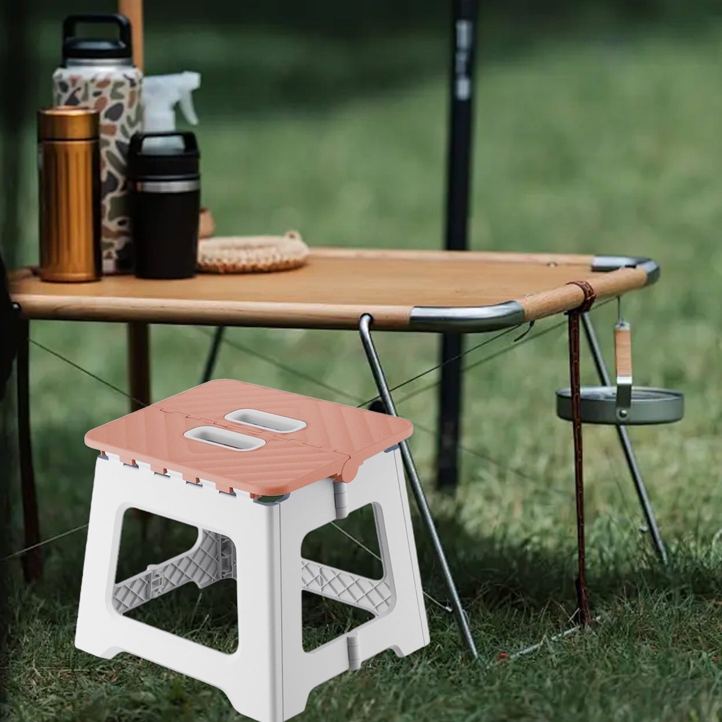 Kraoden Portable Folding Stool, Lightweight Plastic Chair for Outdoor Camping, Home Use, Easy Assembly & Storage, Sturdy, Comfortable Seating with Anti-Slip Base