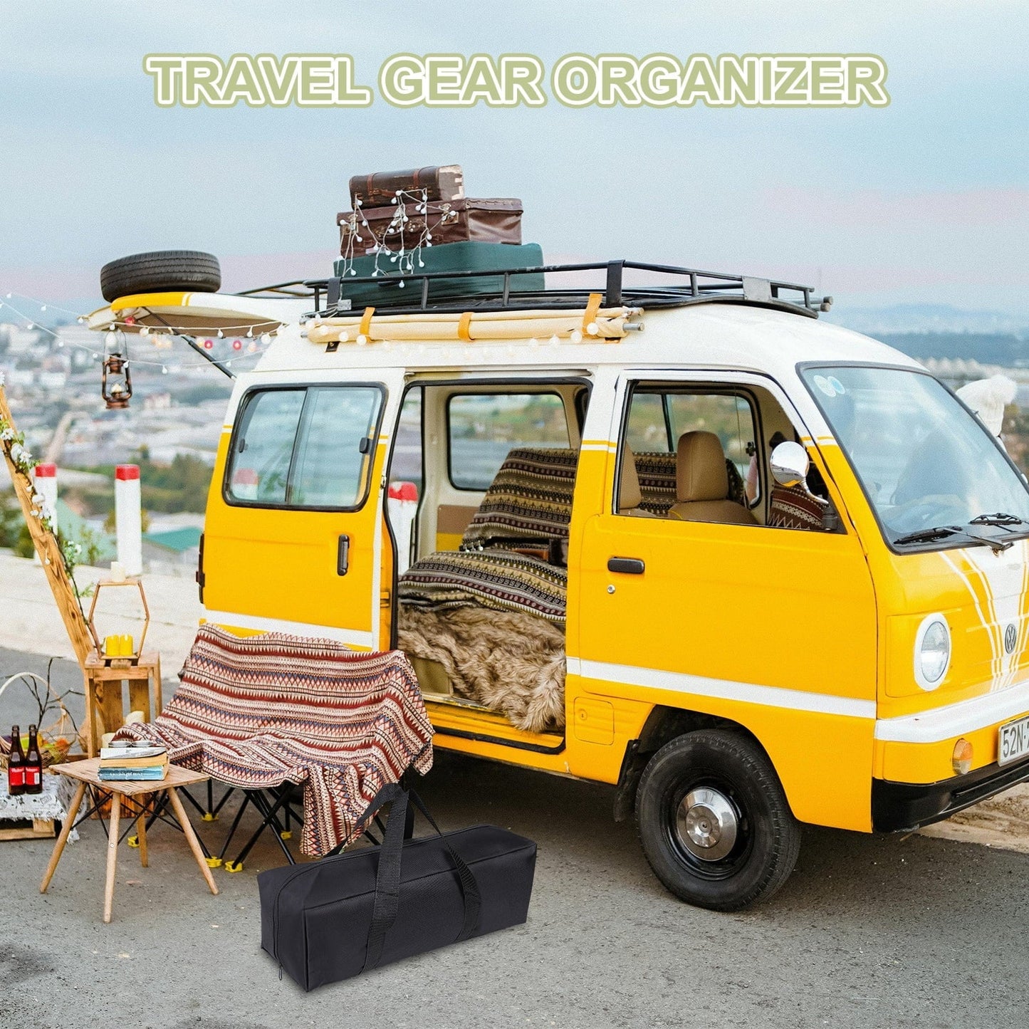 Uxcell Camp Chair Replacement Bag, Camping Folding Chair Bag with Handle Strap, 18 x 7 x 6 Inch for Outdoor (Black)