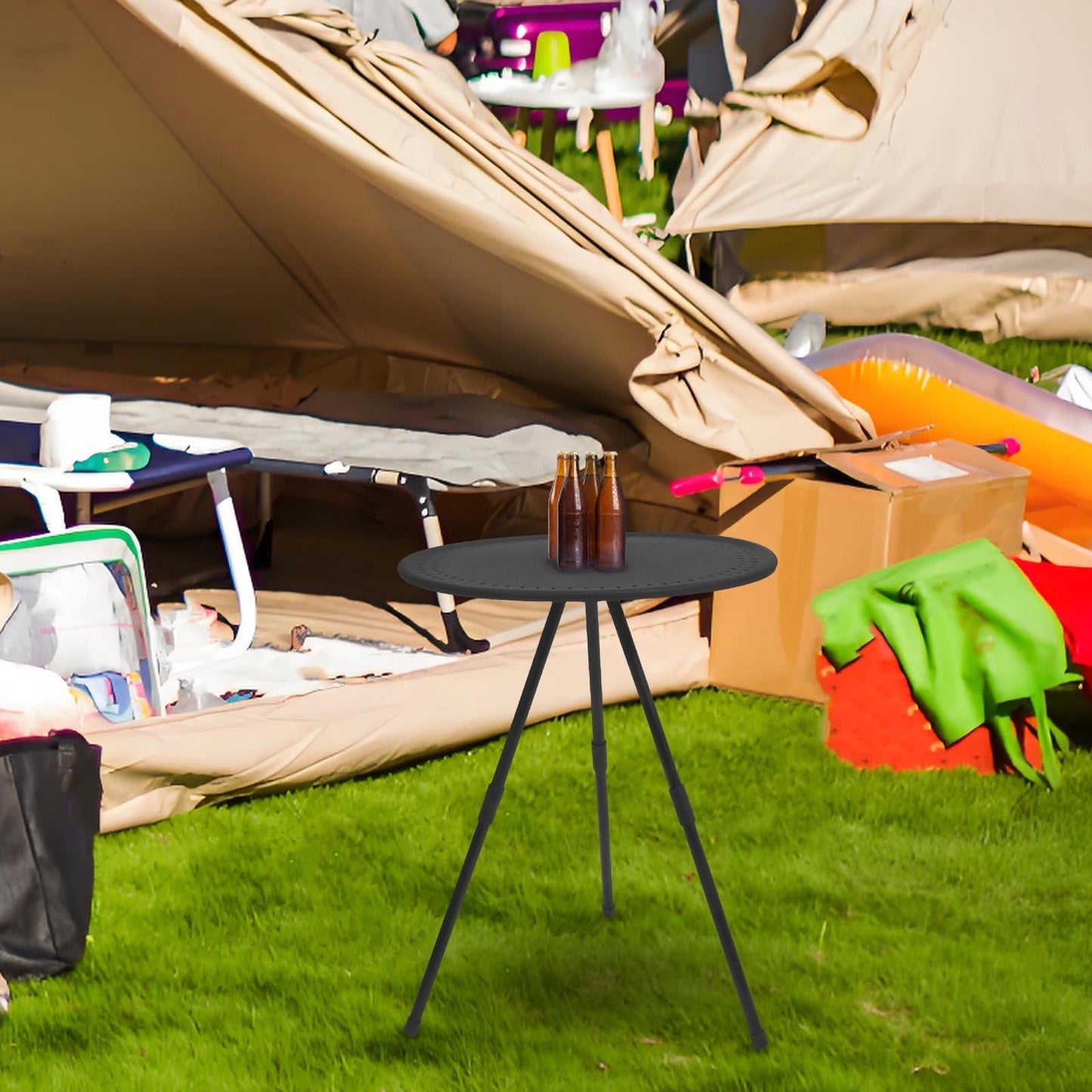 Pawsdot Compact Hiking Table for Home Use Round Black 1Pack