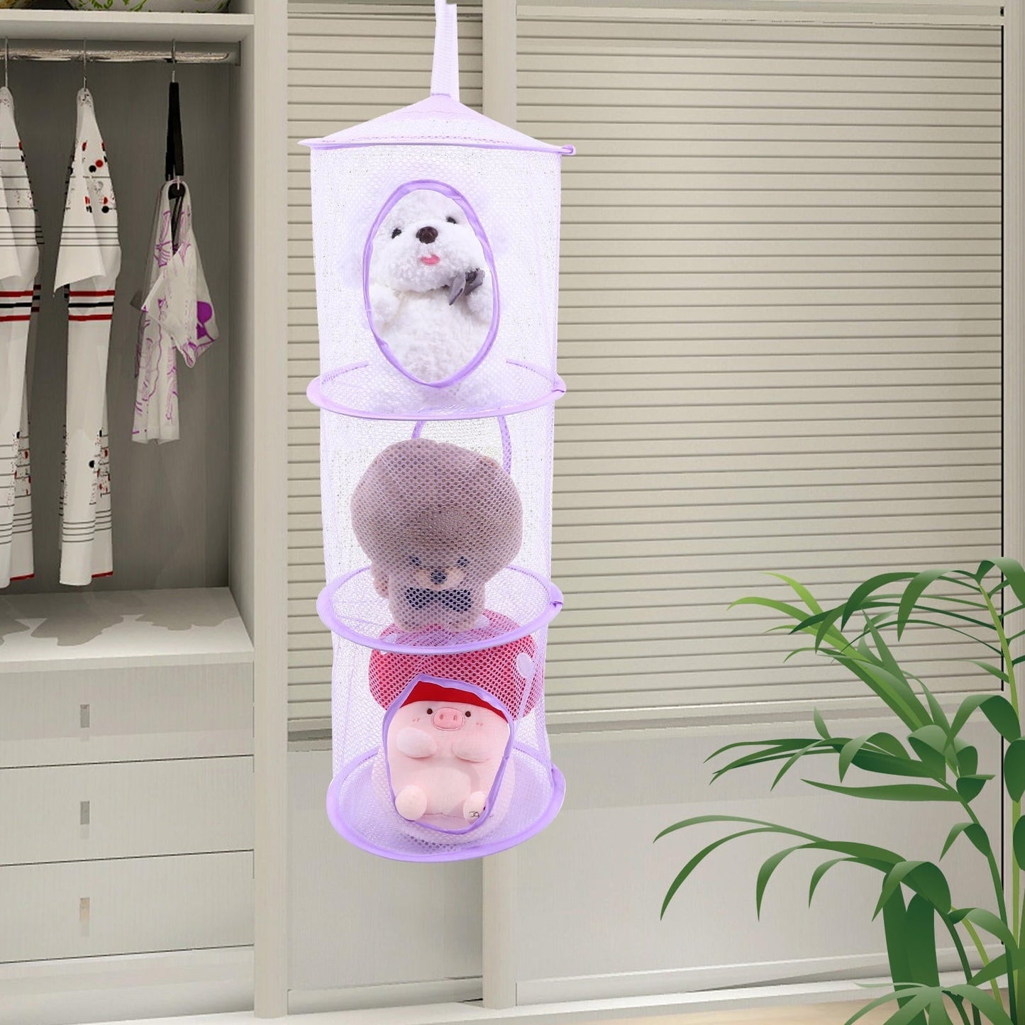 NUOLUX 2Pcs Foldable Multi-layer Toy Storage Hammock For Home Wall Door Hanging Space-saving
